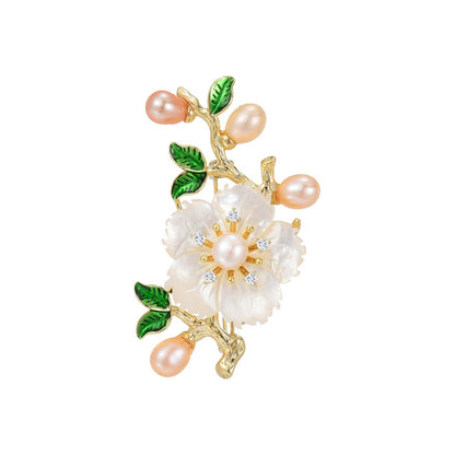 Mother-of-pearl Flower Freshwater Pearl Brooch