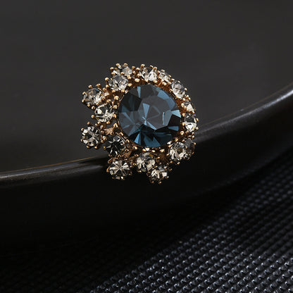 Octagonal Blue Crystal Pin