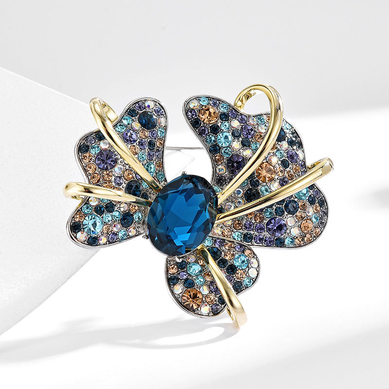 Rainbow Zircon Blue Crystal Iris Brooch