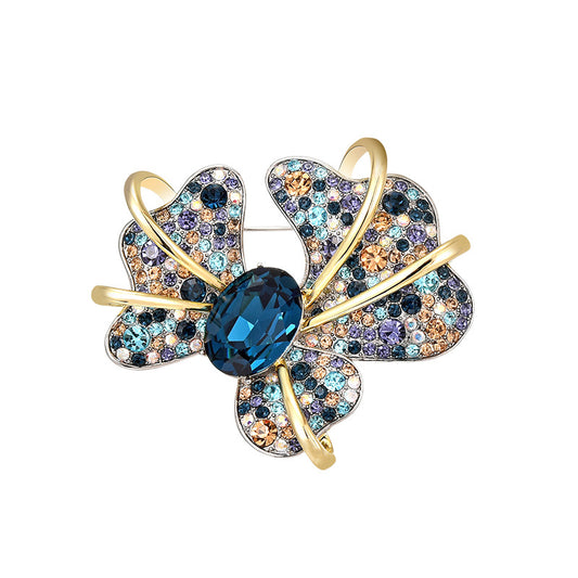 Rainbow Zircon Blue Crystal Iris Brooch