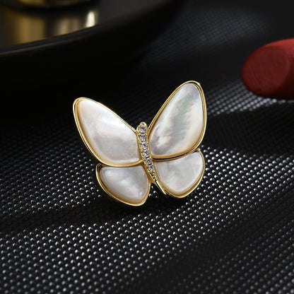 Natural Mother-of-pearl Butterfly Brooch