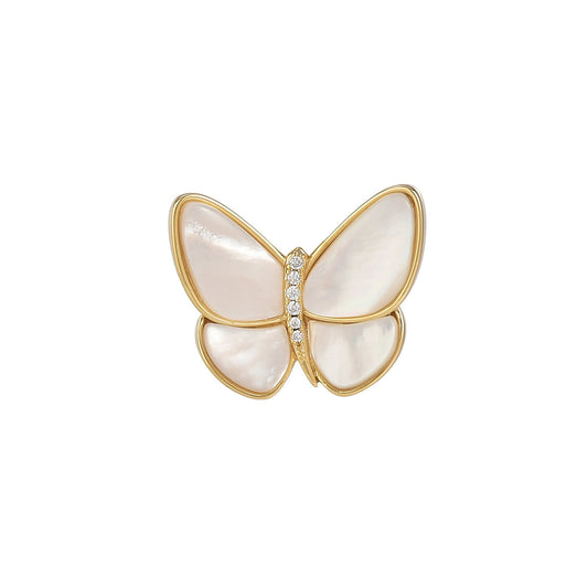 Natural Mother-of-pearl Butterfly Brooch