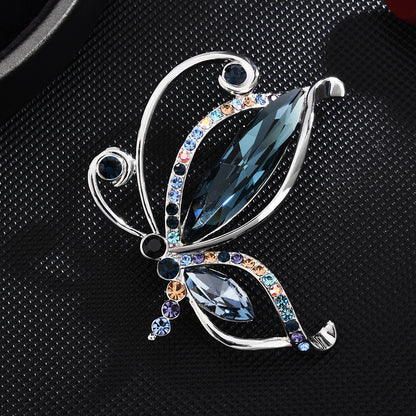 Zircon Rainbow Crystal Butterfly Brooch