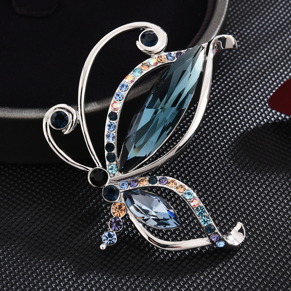 Zircon Rainbow Crystal Butterfly Brooch