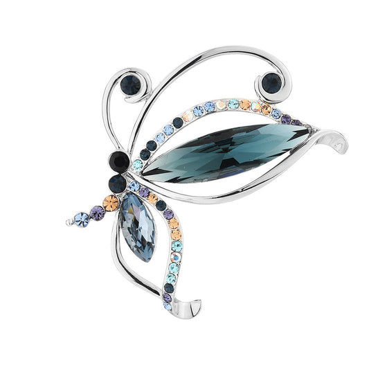 Zircon Rainbow Crystal Butterfly Brooch