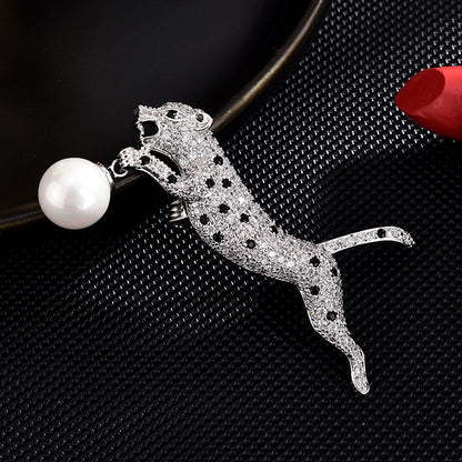 Zircon Leopard Brooch