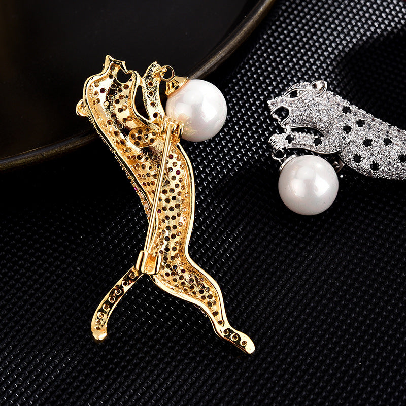 Zircon Leopard Brooch