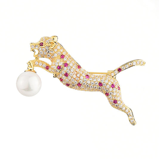 Zircon Leopard Brooch