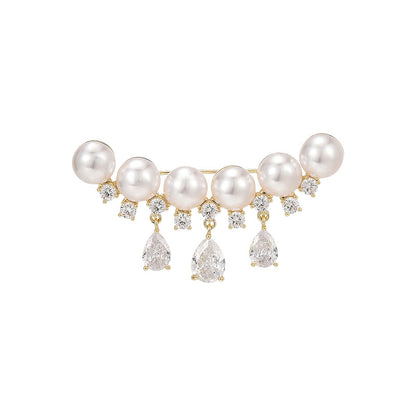 Smile Pearl Tassel Pendant Brooch