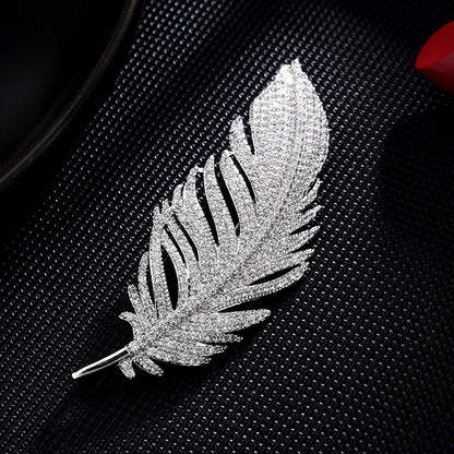 Zircon Feather Brooch