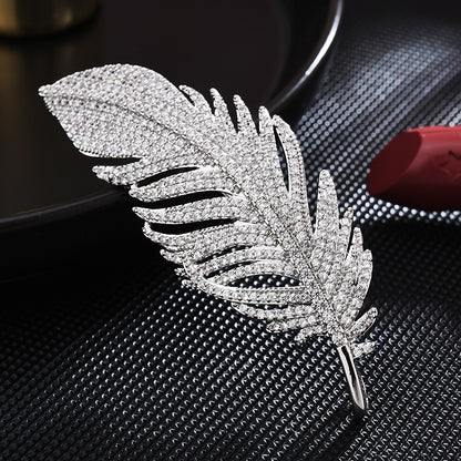 Zircon Feather Brooch