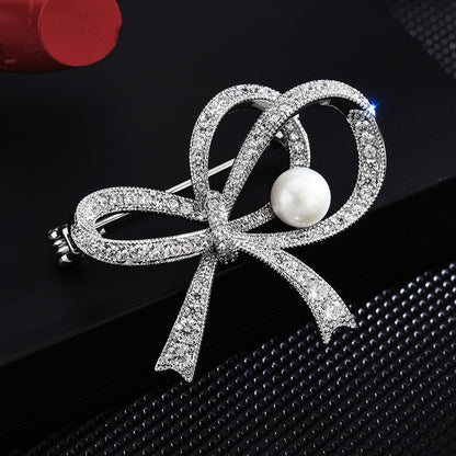 Fashion Zircon Simple Bow Brooch