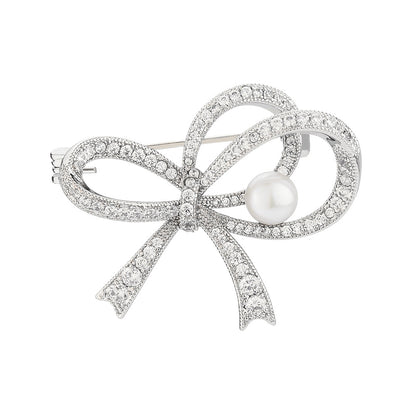 Fashion Zircon Simple Bow Brooch