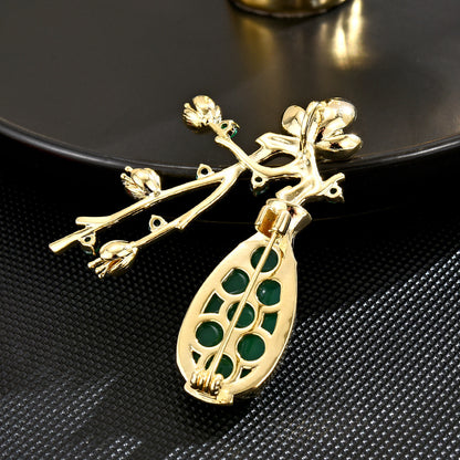 Natural Jade Blossom Brooch