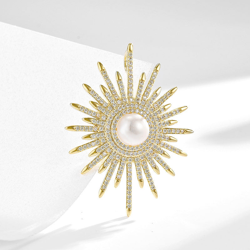 Freshwater Pearl Sunflower Brooch