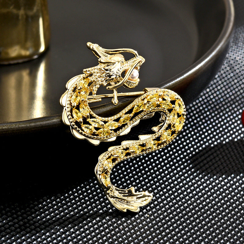 Classic Gold Dragon Brooch