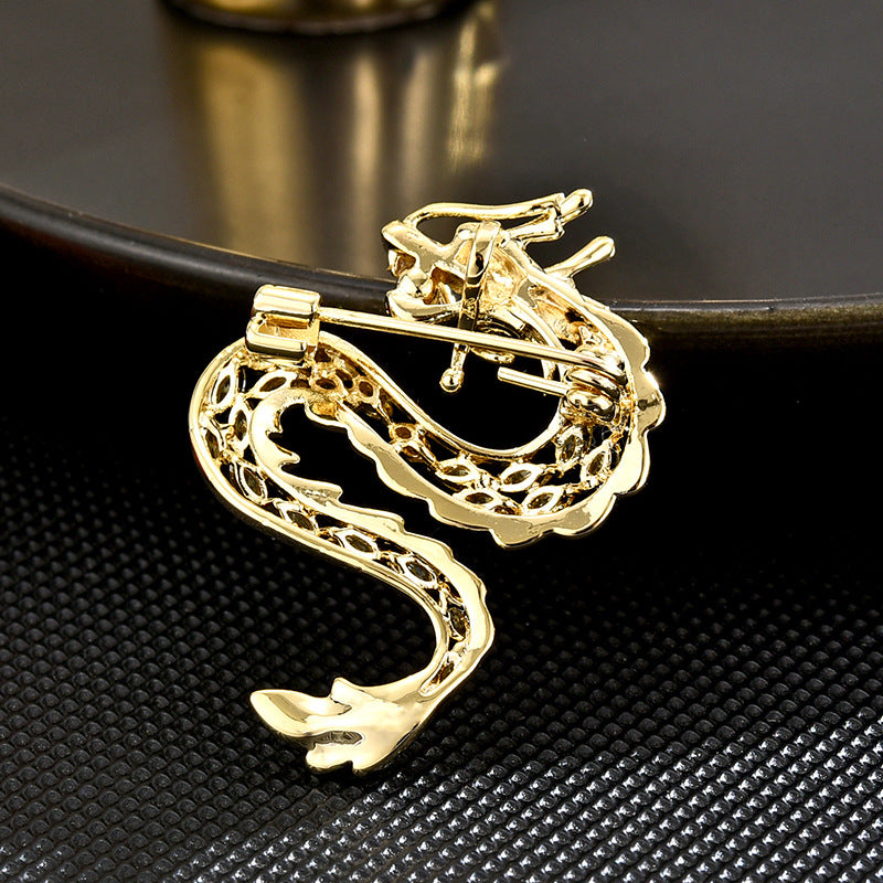 Classic Gold Dragon Brooch