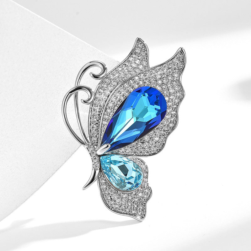 Ice Blue Crystal Dreamy Butterfly Brooch