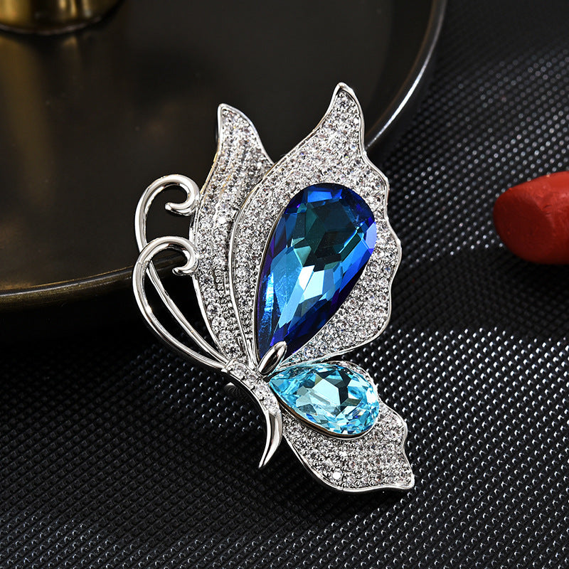 Ice Blue Crystal Dreamy Butterfly Brooch