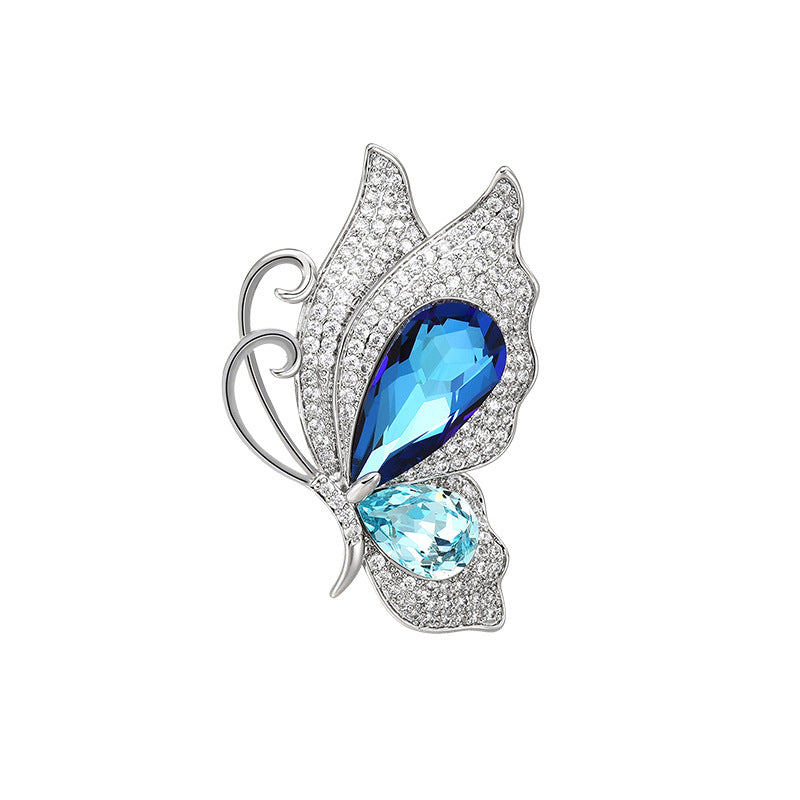 Ice Blue Crystal Dreamy Butterfly Brooch