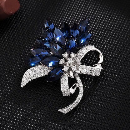 Sapphire Blue Micro-inlaid Zircon Brooch