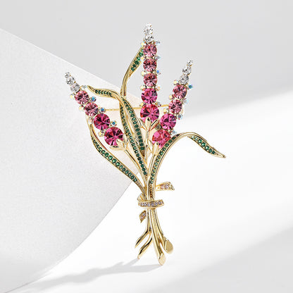 Lavender Pink Crystal Brooch