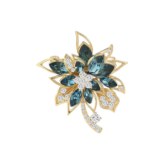 Crystal Micro-inlaid Zircon Gold Brooch