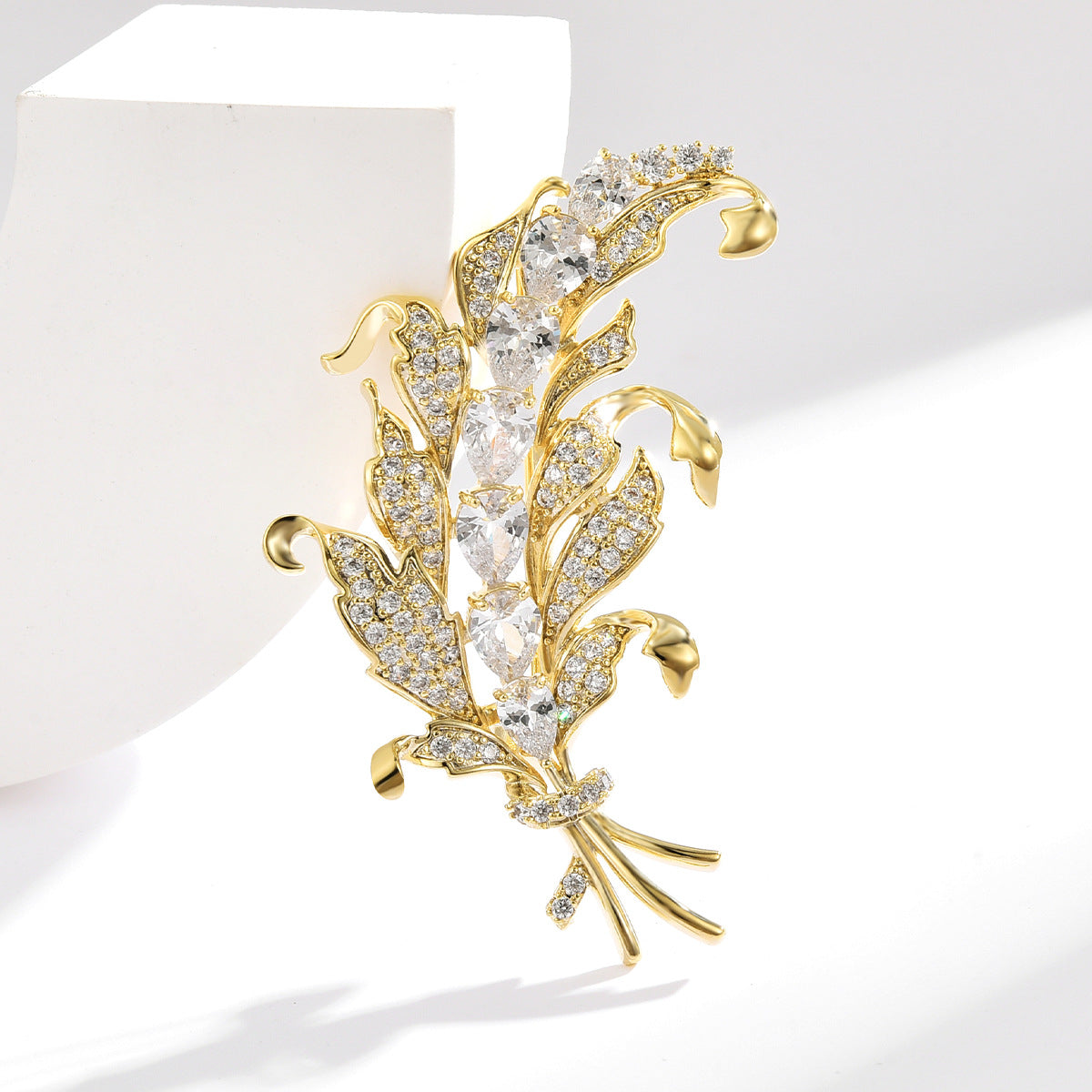 Zirconia Wheat Ear Brooch