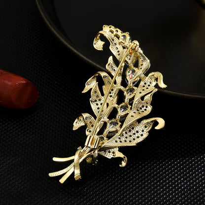 Zirconia Wheat Ear Brooch