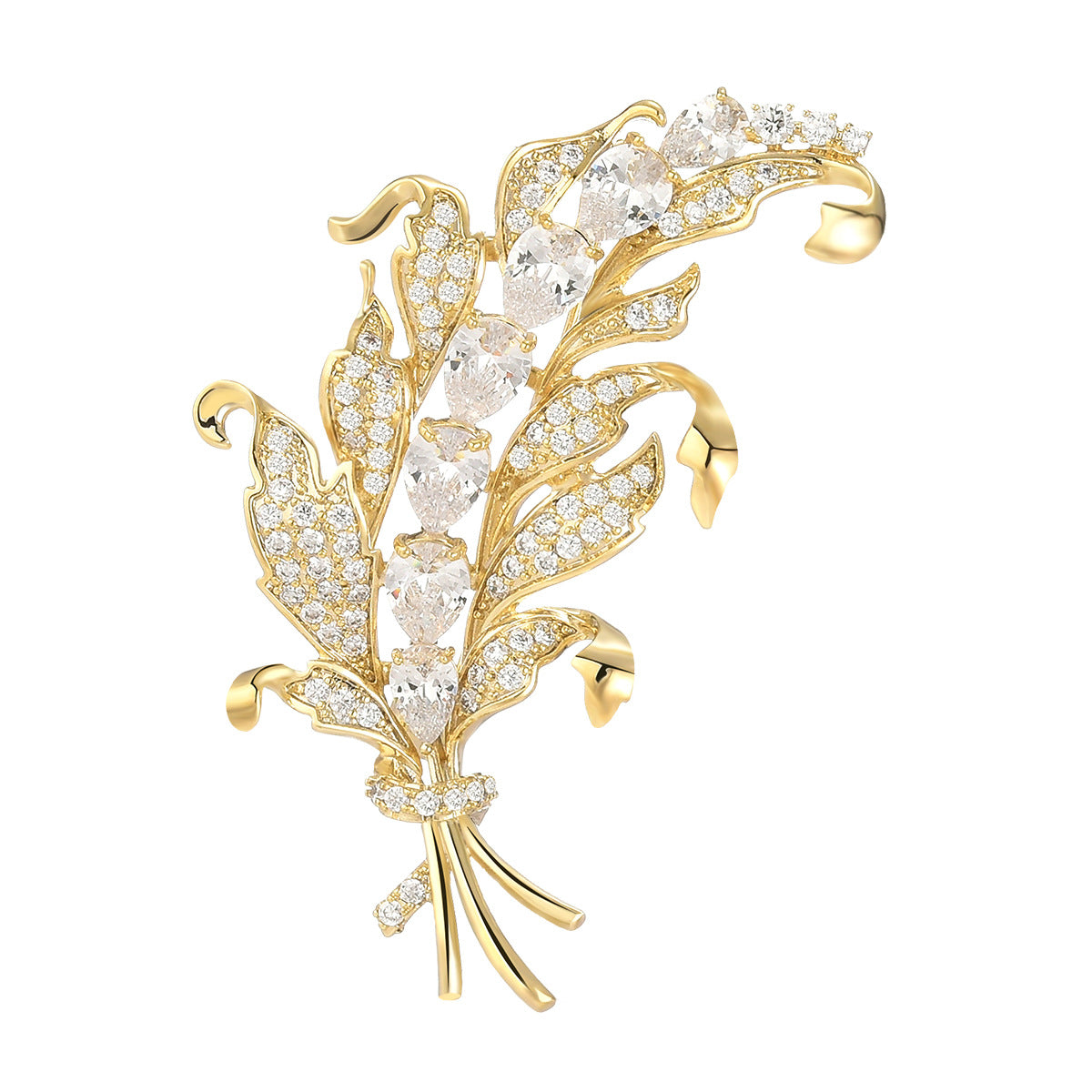 Zirconia Wheat Ear Brooch