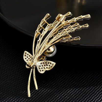 Freshwater Pearl Butterfly Micro-inlaid Zircon Brooch