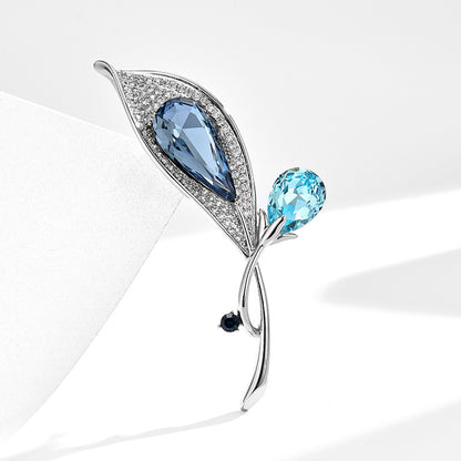 Blue Lotus Sapphire Silver Brooch