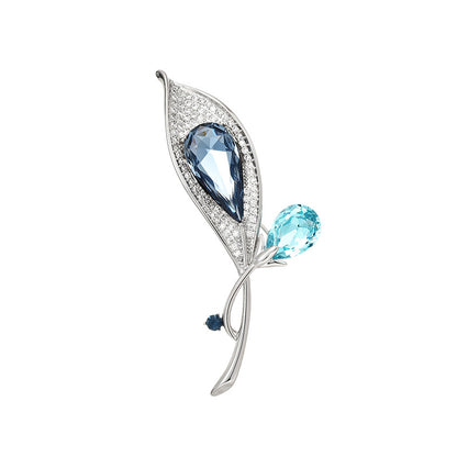 Blue Lotus Sapphire Silver Brooch