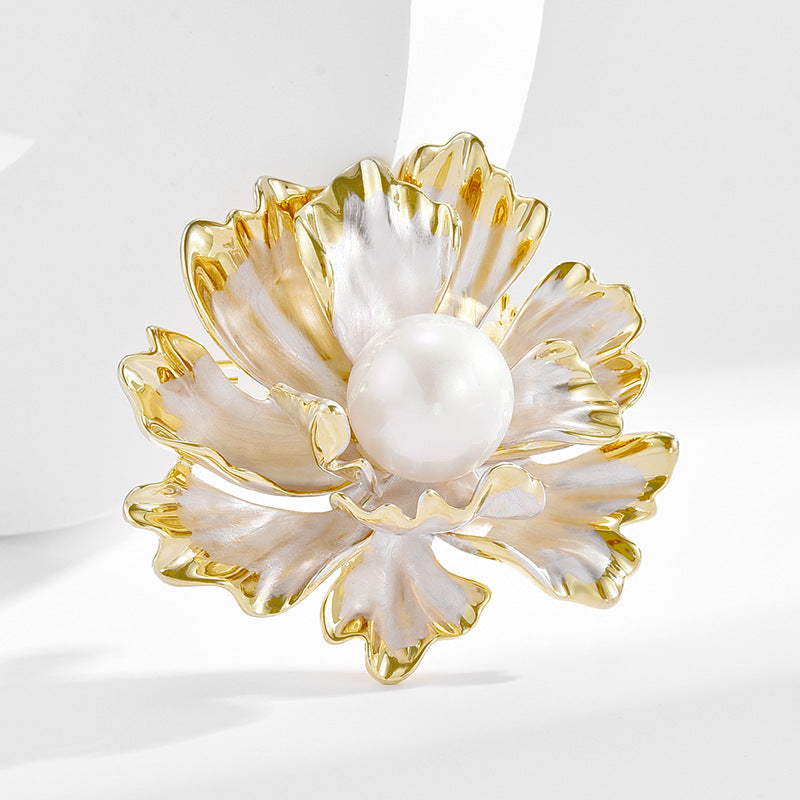 Mother Of Pearl Peony Flower Brooch