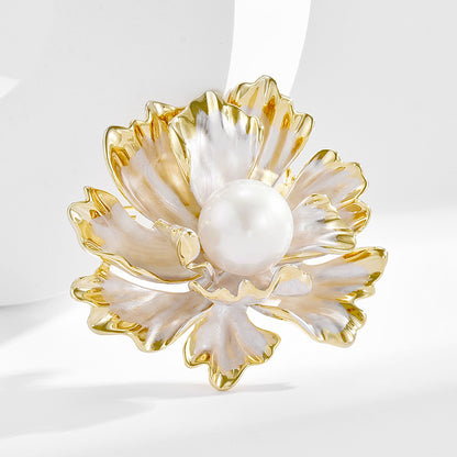 Mother Of Pearl Peony Flower Brooch