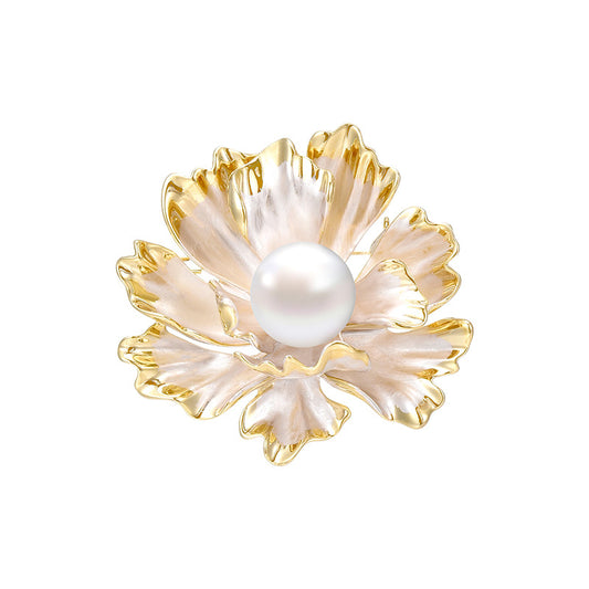 Mother Of Pearl Peony Flower Brooch