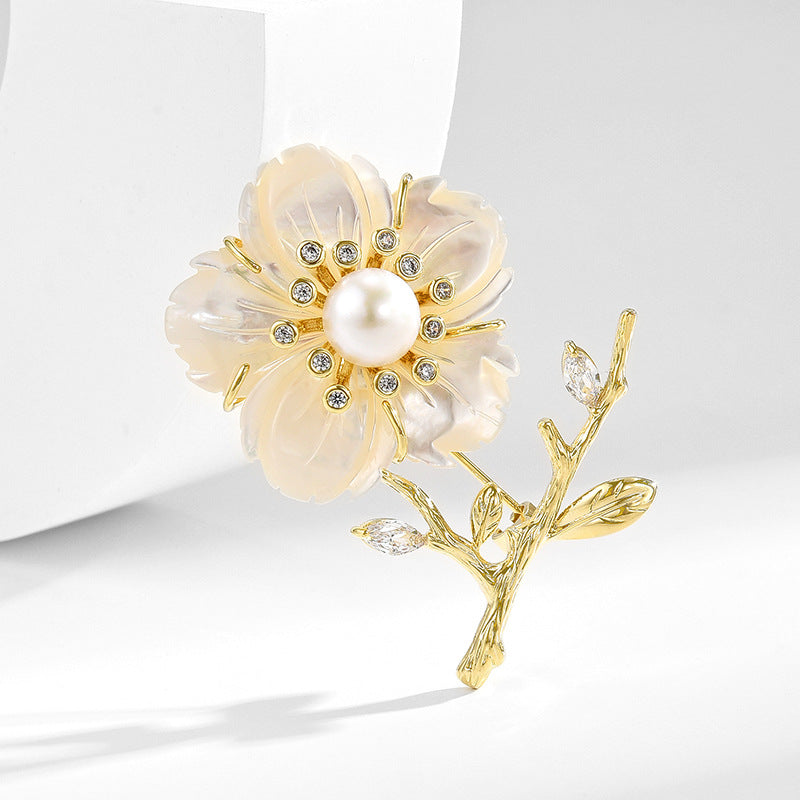 Classic Mother of Pearl Cherry Blossom Brooch