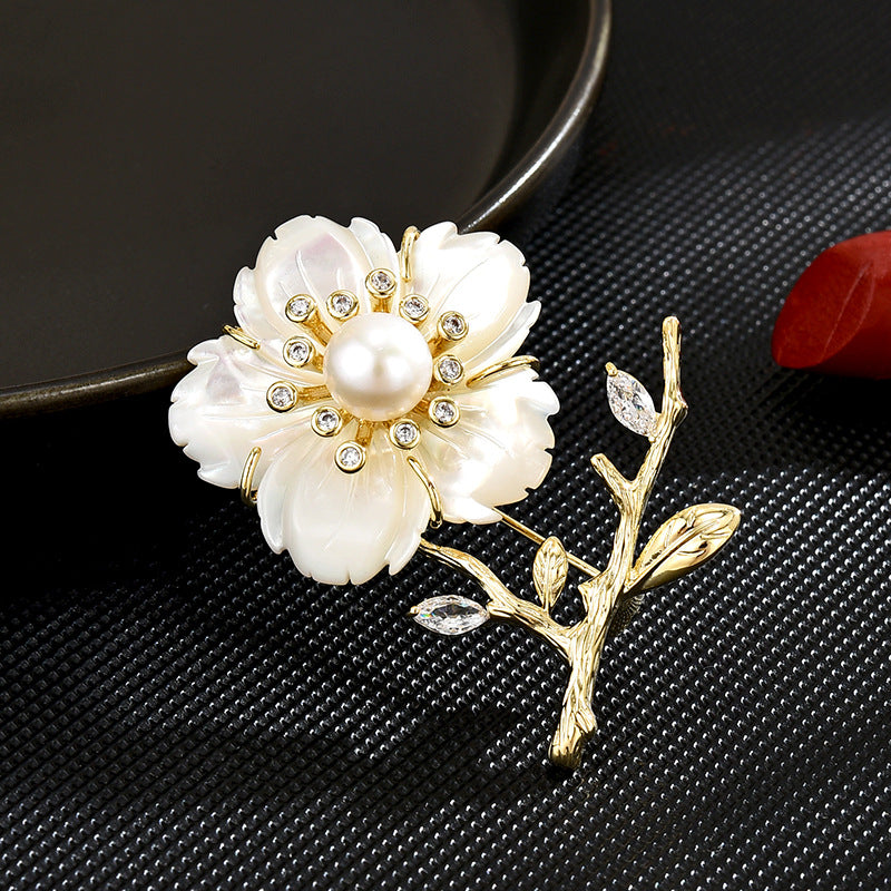 Classic Mother of Pearl Cherry Blossom Brooch