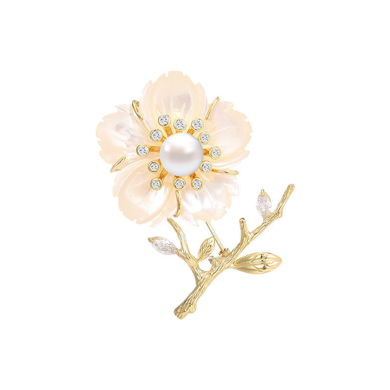 Classic Mother of Pearl Cherry Blossom Brooch