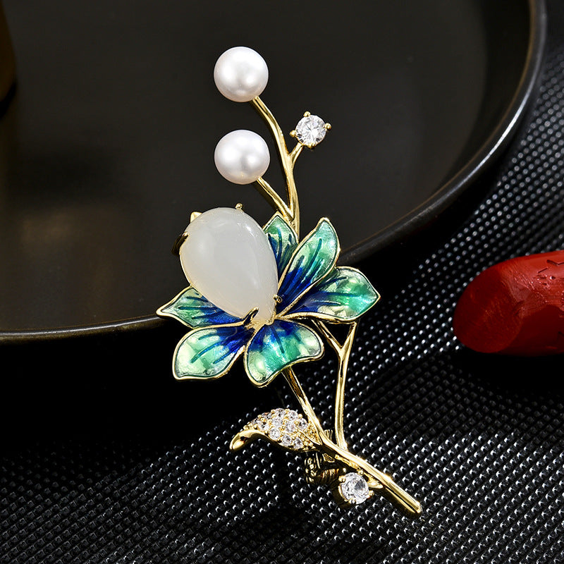 Moonstone Peal Iris Brooch