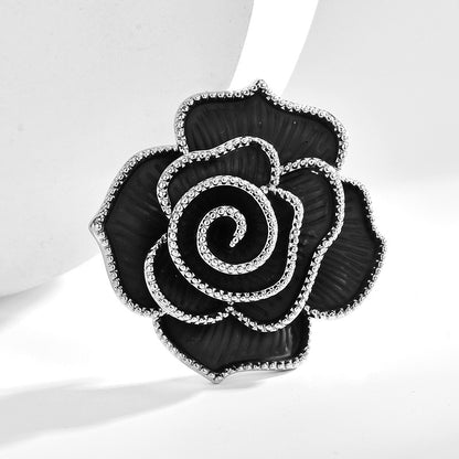 Black Zircon Camellia Brooch