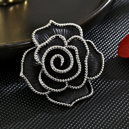 Black Zircon Camellia Brooch