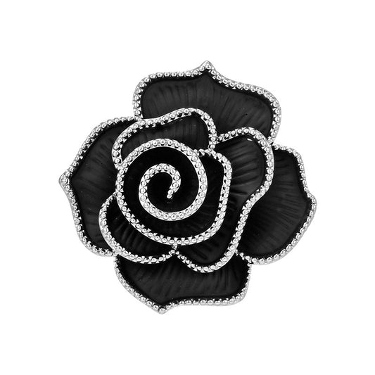 Black Zircon Camellia Brooch