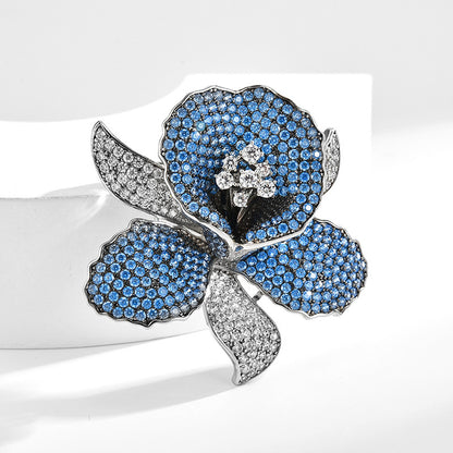 Full Zircon Crystal Flower Brooch