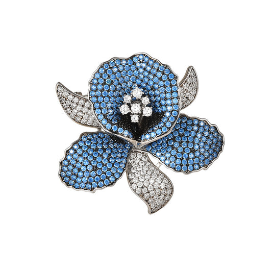 Full Zircon Crystal Flower Brooch