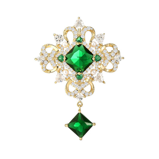 Emerald Flower Brooch