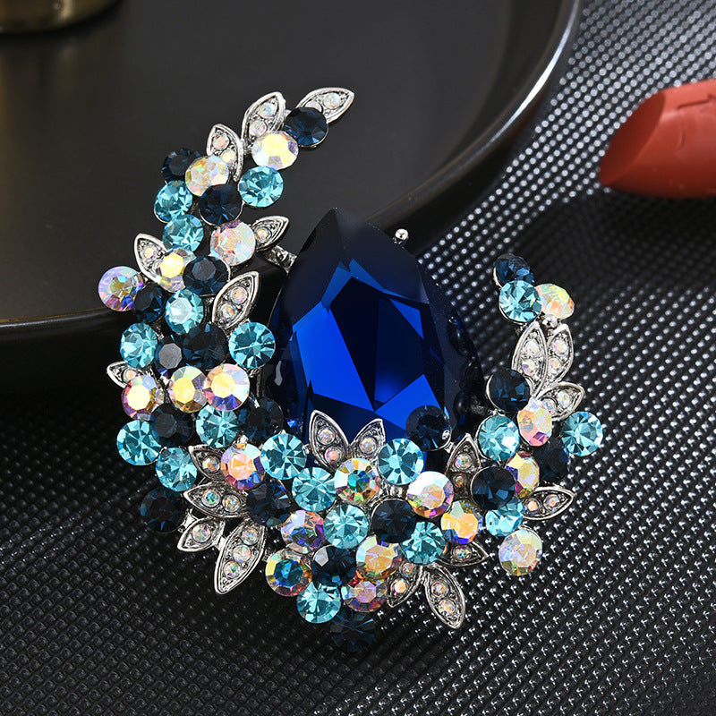 Moonstone Crystal Zircon Brooch