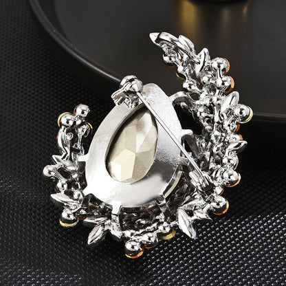 Moonstone Crystal Zircon Brooch