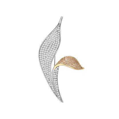 Zirconia Leaf Brooch