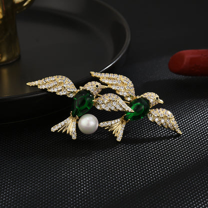 Double Flying Birds Brooch